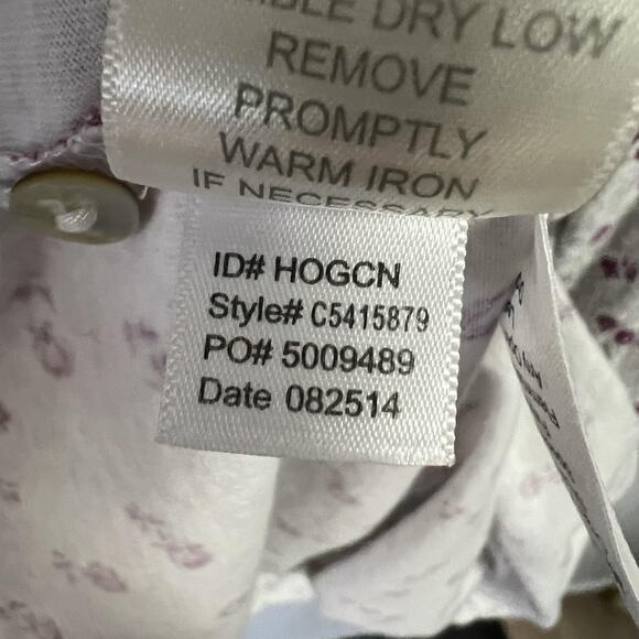 Eileen West Nightgown Womens Large White Purple Floral Cotton Flannel Cottage - Picture 7 of 10